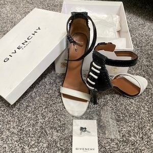 Givenchy Black and White Ankle Strap Sandal Heel 9 39